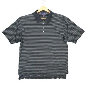 Byron Nelson Polo Mens XL Black Excellent Striped Cotton Short Sleeve Golf Shirt